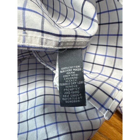 Bonobos Mens Standard Fit Button-Down Shirt With Blue & White Check Pattern Size - Picture 5 of 9